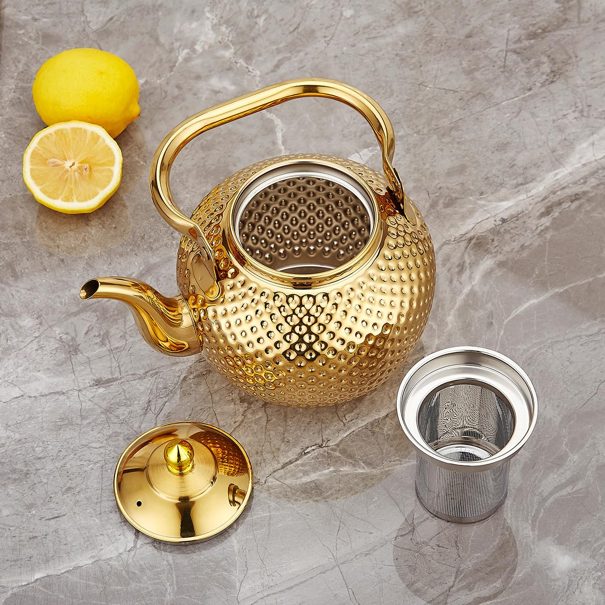 SANQIAHOME 1500ml teapot in gold option adds elegant touch.