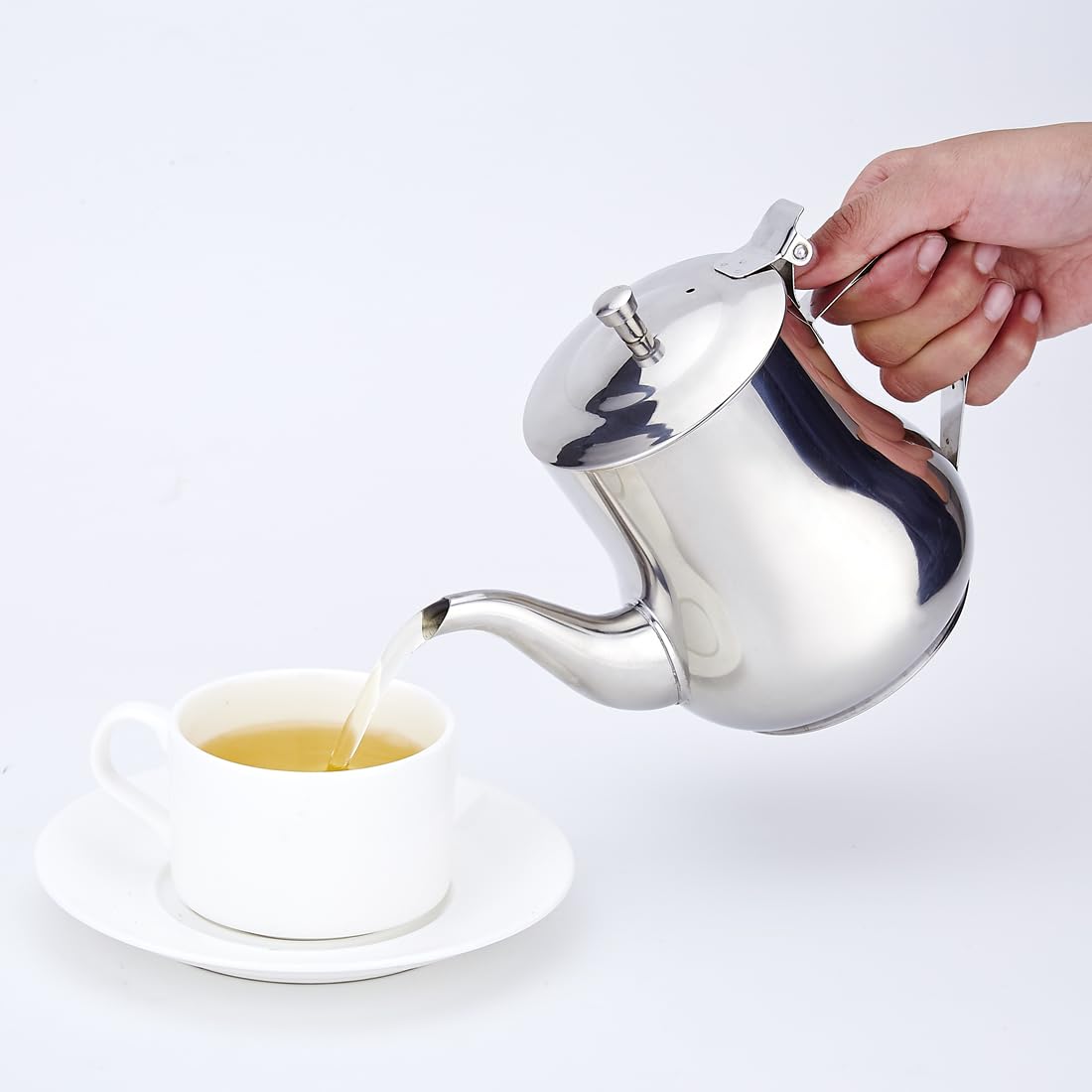 SANQIAHOME 570ml teapot mirror-polish surface, easy cleaning after use