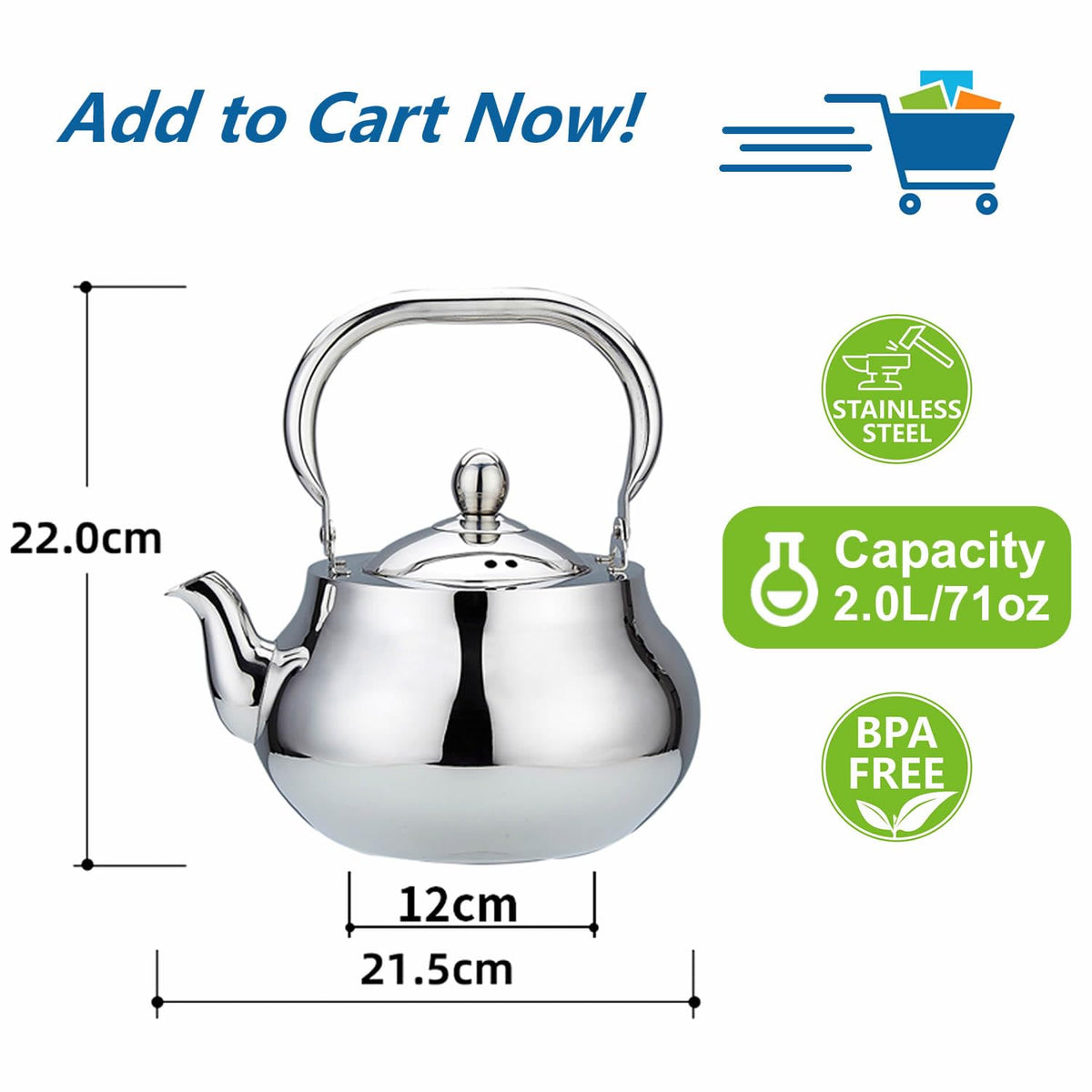 SANQIAHOME teapot's mirror-polished surface adds modern shine to kitchens.