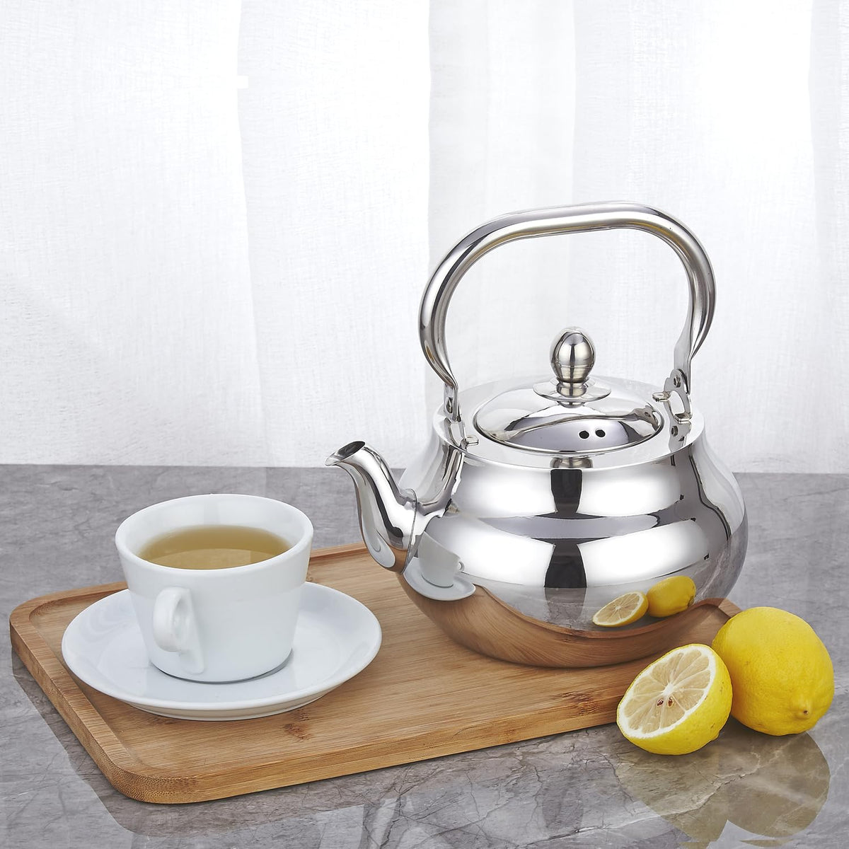 SANQIAHOME teapot strainer sits just above the bottom for even steeping.