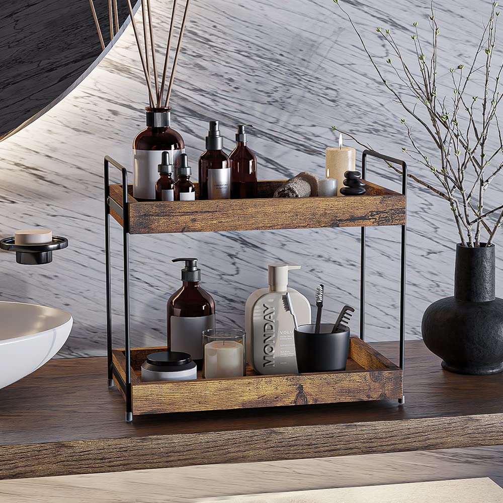 SANRETAHO vanity cosmetics organizer offers quick access to makeup on a tidy surface