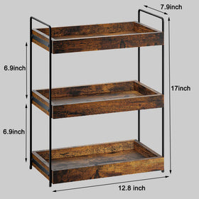 SANRETAHO vanity storage shelf holds skincare and cosmetics at a glance.