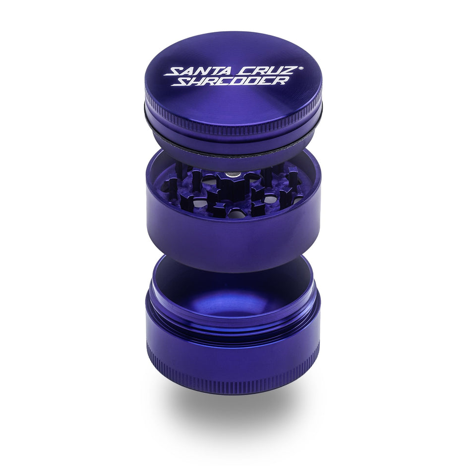 Santa Cruz Shredder purple grinder exterior shows durable aluminium body.