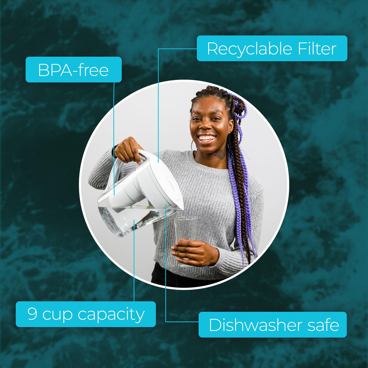 Santevia MINA makes clean water accessible at home for daily use.