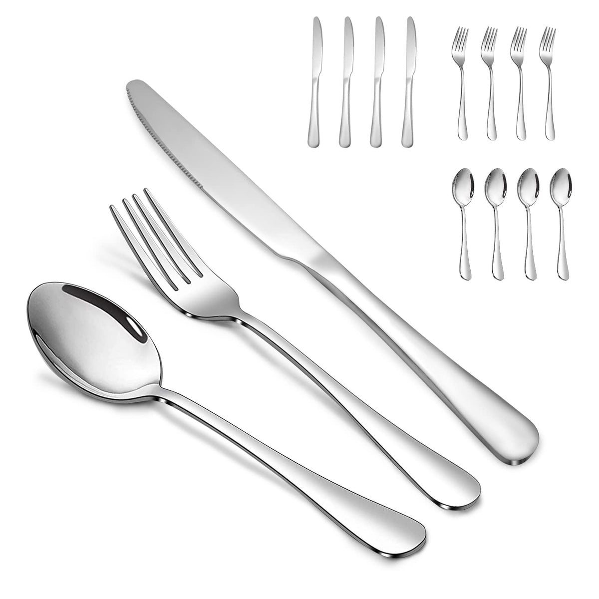 SANTUO silverware set dinner knives with a durable, rust-resistant finish for everyday meals.