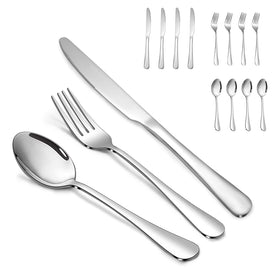 SANTUO silverware set dinner knives with a durable, rust-resistant finish for everyday meals.