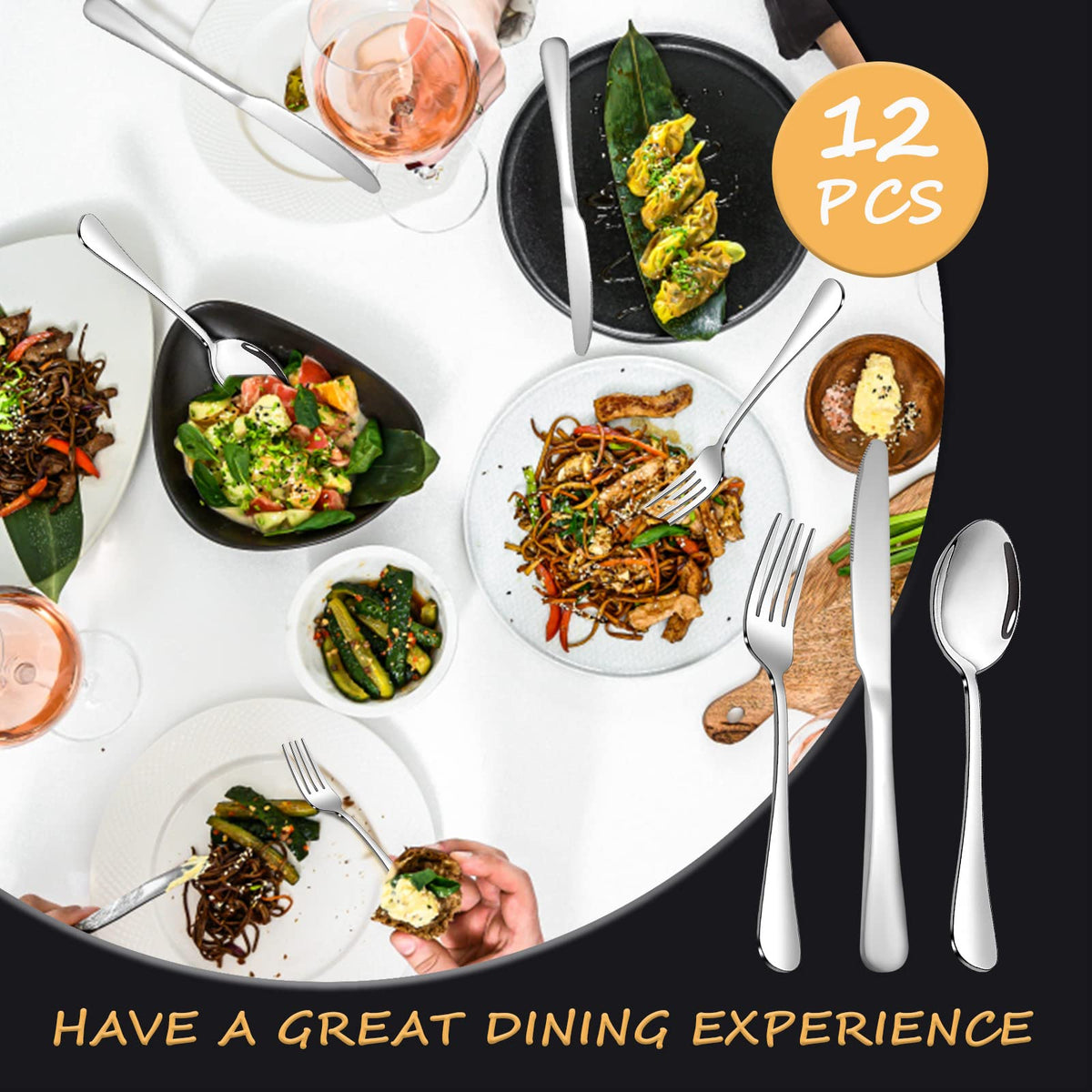 SANTUO silverware finish is mirror-polished for a refined dining look.