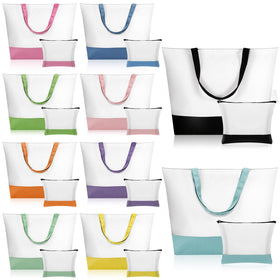 Sanwuta 20-pcs canvas tote and makeup bags set, ideal for daily organization and reuse.