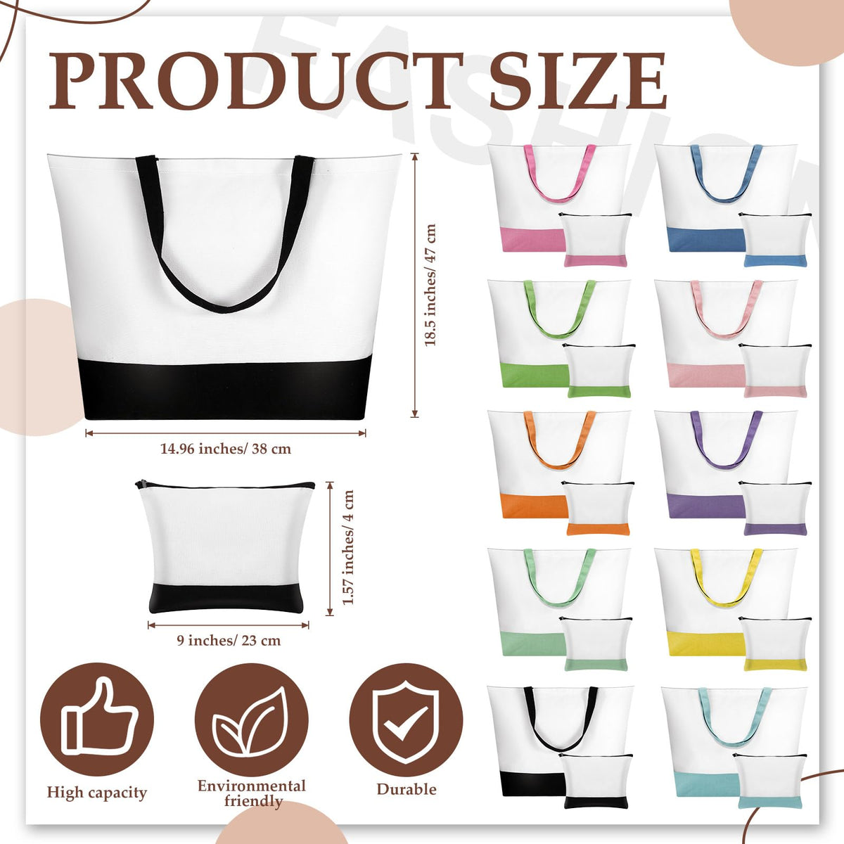 Sanwuta reinforced seams canvas tote bag, durable for daily carry.