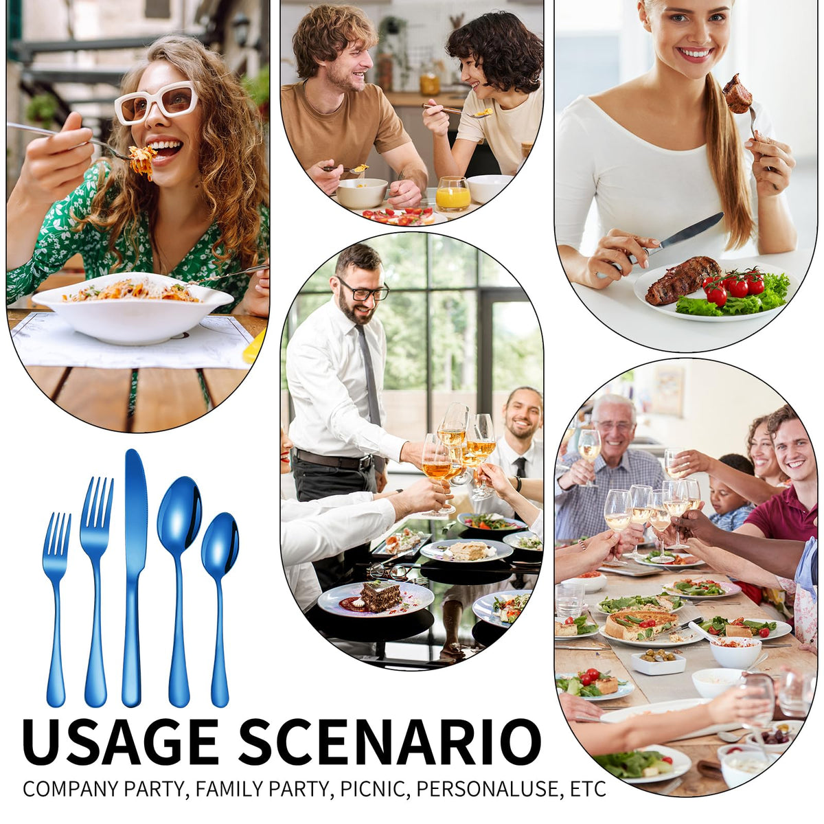 Sanyannis blue dishwasher-safe silverware for easy cleanup.
