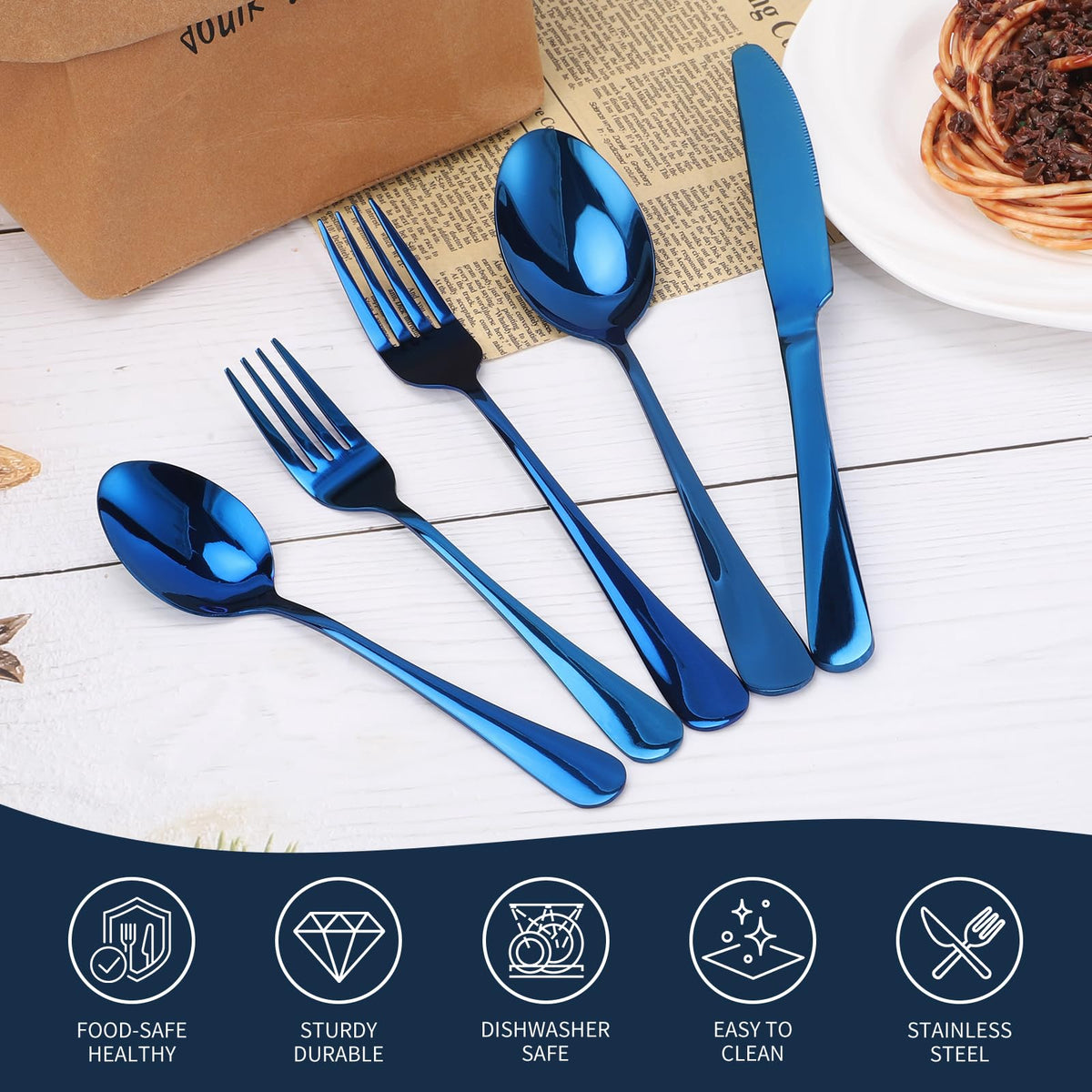 Sanyannis blue spoon: smooth polish for comfortable use.