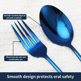 Sanyannis blue silverware table setting with modern style.
