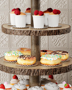 SANYOUNG rustic wedding dessert table centerpiece featuring the stand