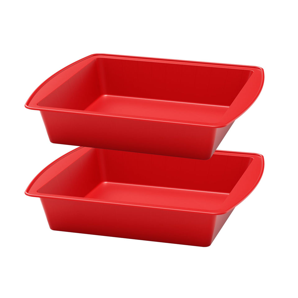 Saphe 8-inch silicone square cake pan for even baking and easy release