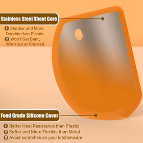 SAPID curved-edge silicone scraper fits bowls of any size for thorough dough cleanup