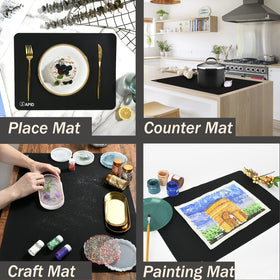 Sapid durable 1mm thick mat offers a sturdy surface for dining and prep.