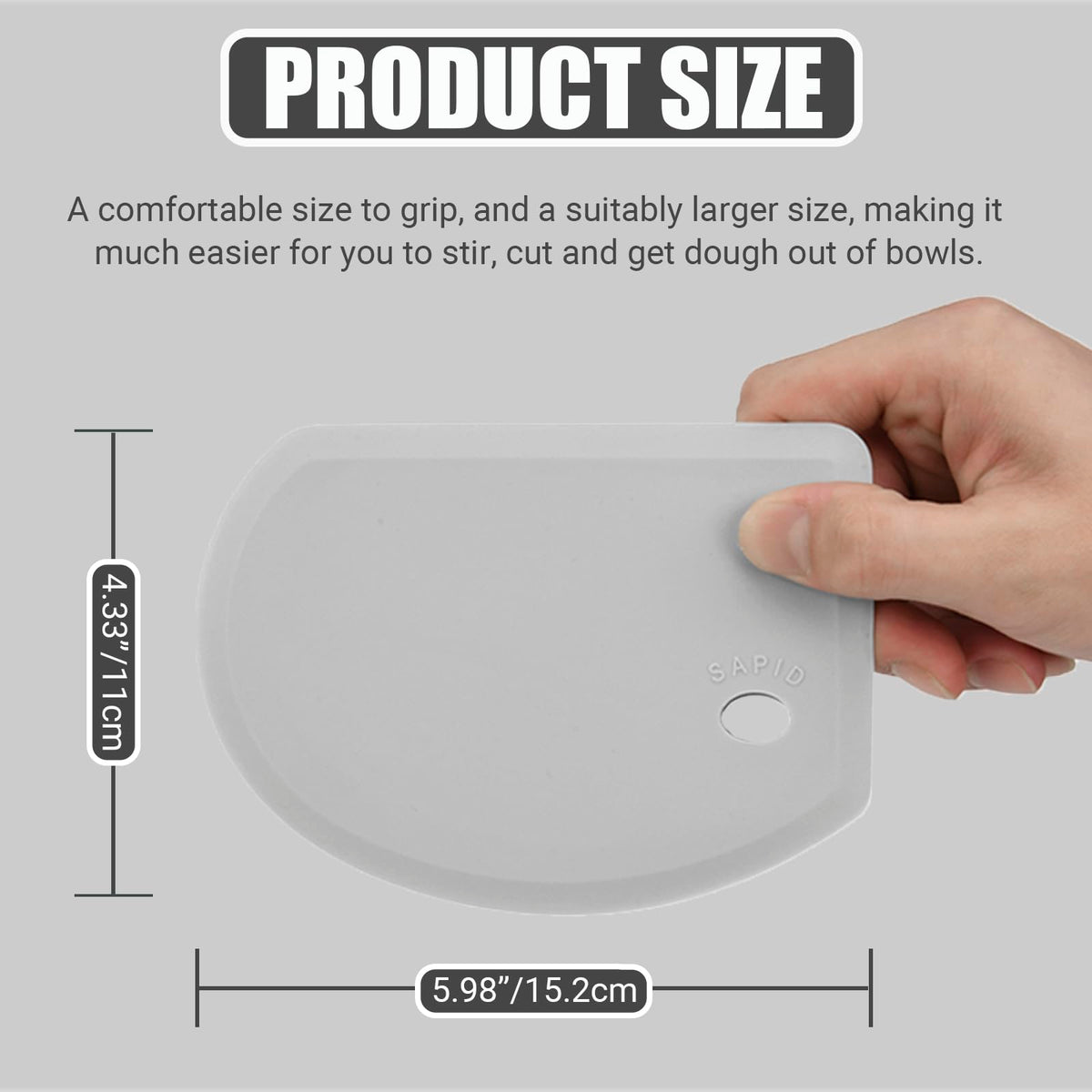 SAPID flat-edge silicone scraper for clean dough portioning and cutting