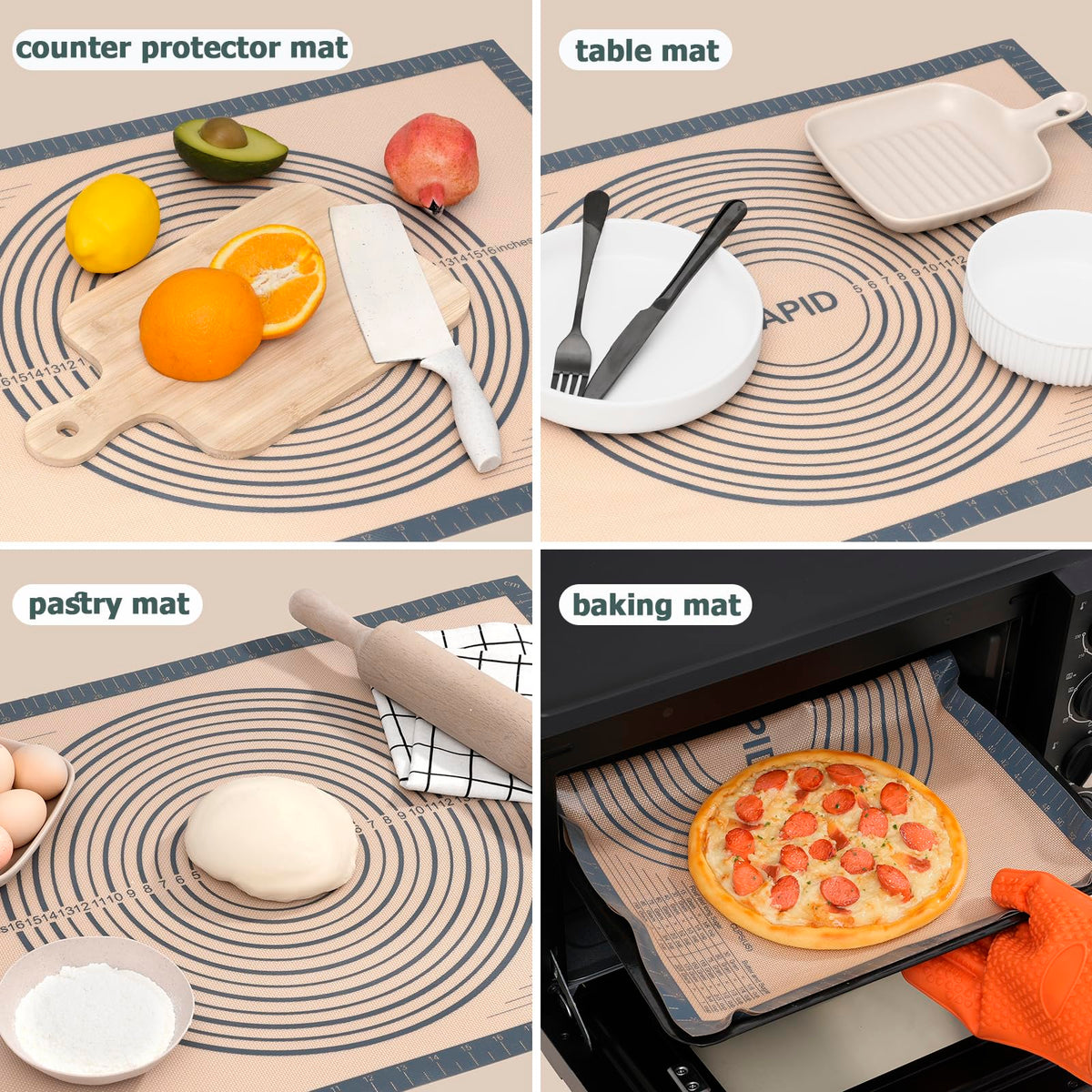 SAPID large work area protects counters during baking prep