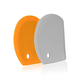 SAPID silicone dough scraper with stainless steel core, two-piece gray and orange set for durable dough scraping
