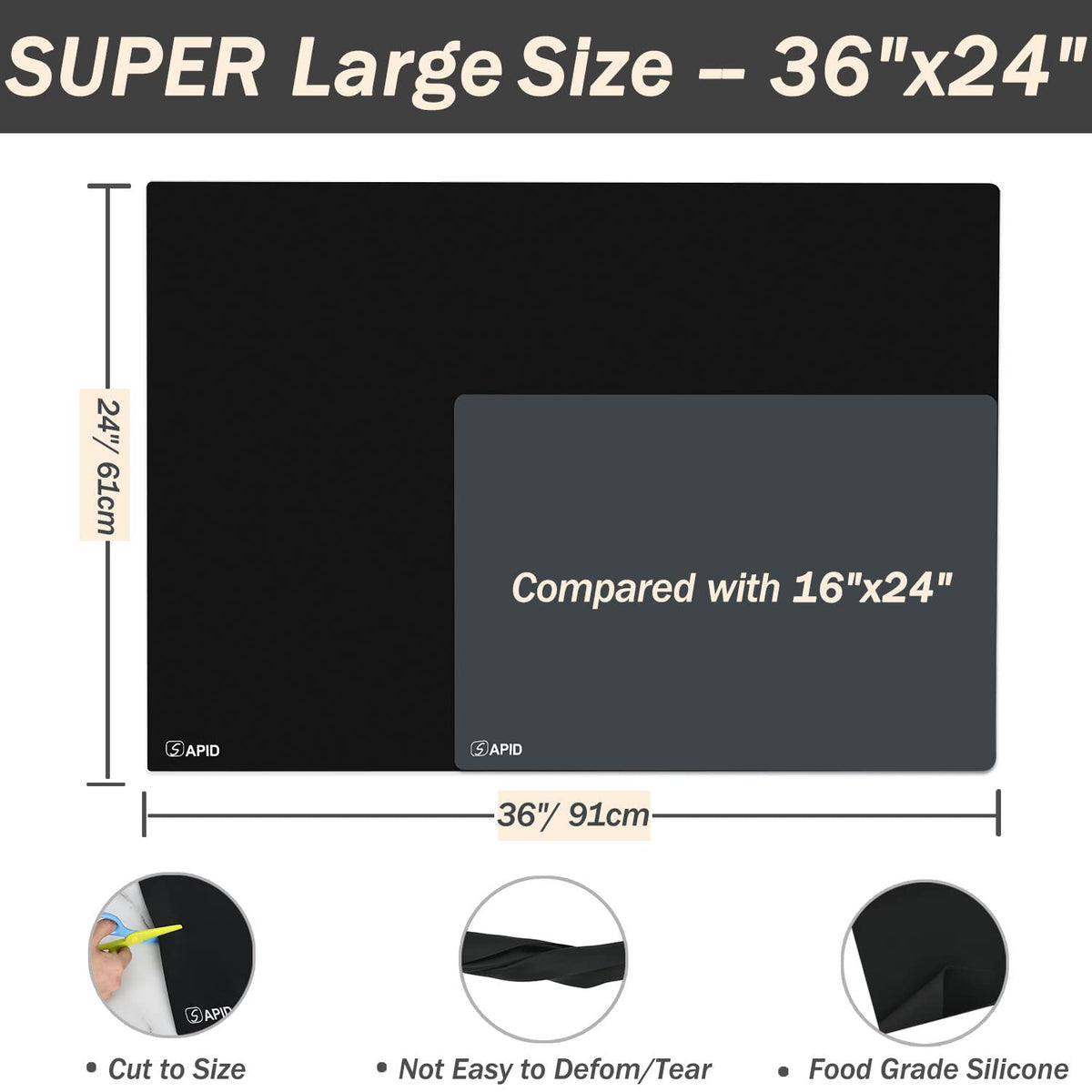 Sapid silicone mat heat-resistant under appliances like air fryers and coffee makers.