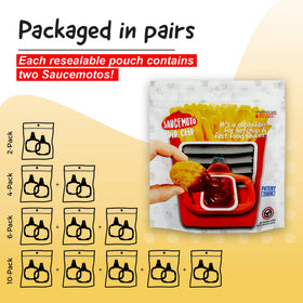 Saucemoto two-pack includes two clips for versatile setups.
