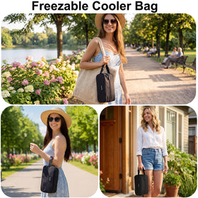 Saugnlbs small cooler bag open with ice packs, easy access.