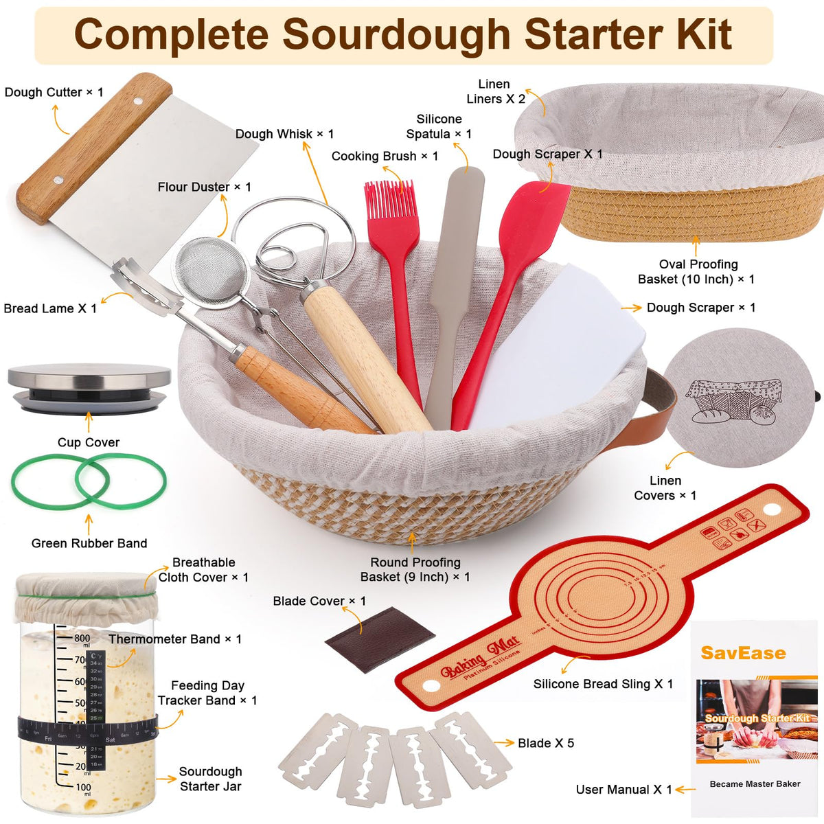 SavEase oval proofing basket 10 inch for uniform texture and crust