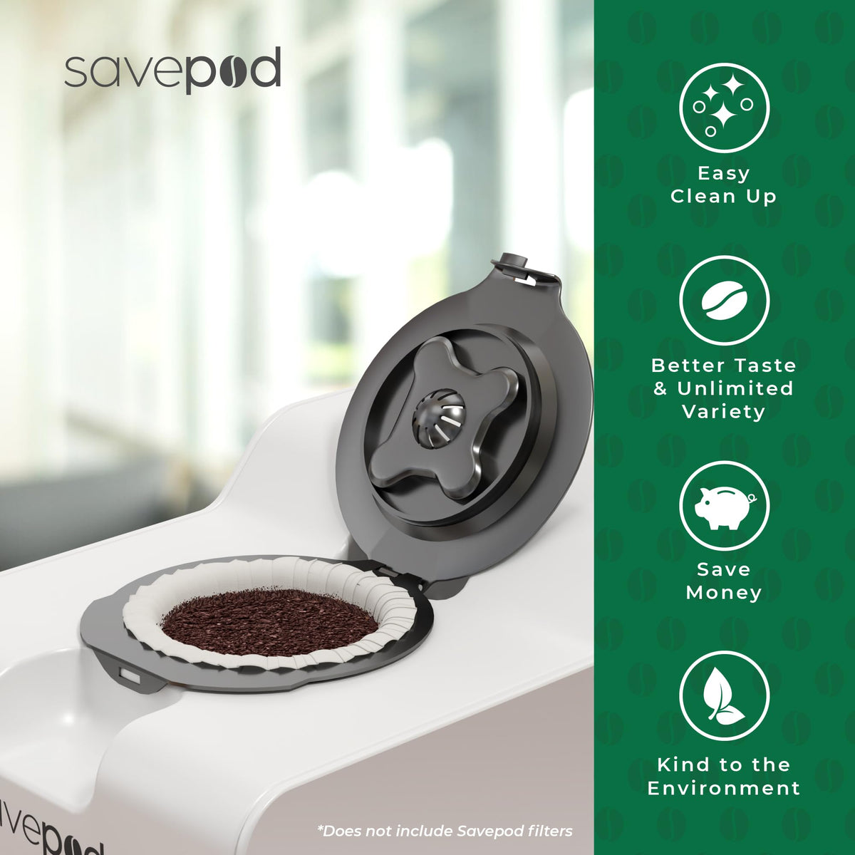 SavePod compatible Keurig brewers image shows universal fit for most machines
