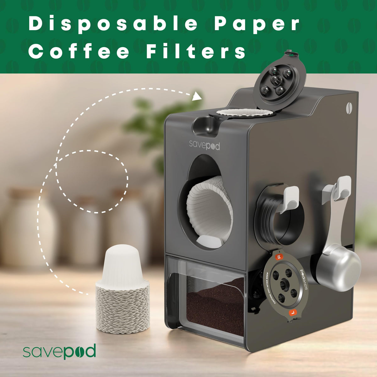 Close-up of Savepod filter inside the reusable bottomless ring