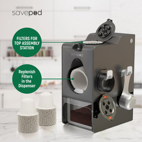 Savepod used with a K-Cup brewer for a quick, clean cup