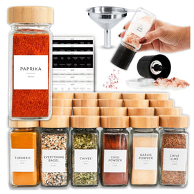 SAVVY & SORTED glass spice jars neatly organized in a drawer for easy access