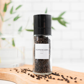 Pepper grinder lid on jar for fresh ground pepper access