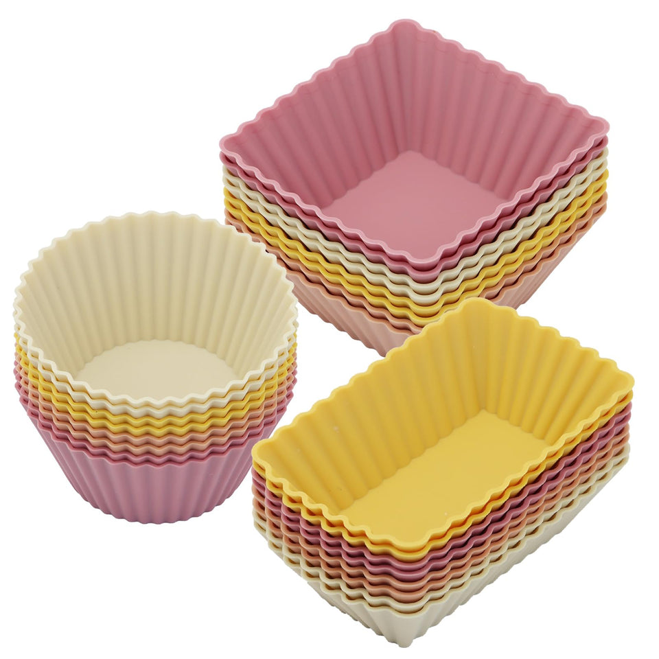 SAWNZC 24-pack silicone muffin cups pack for versatile baking and reuse