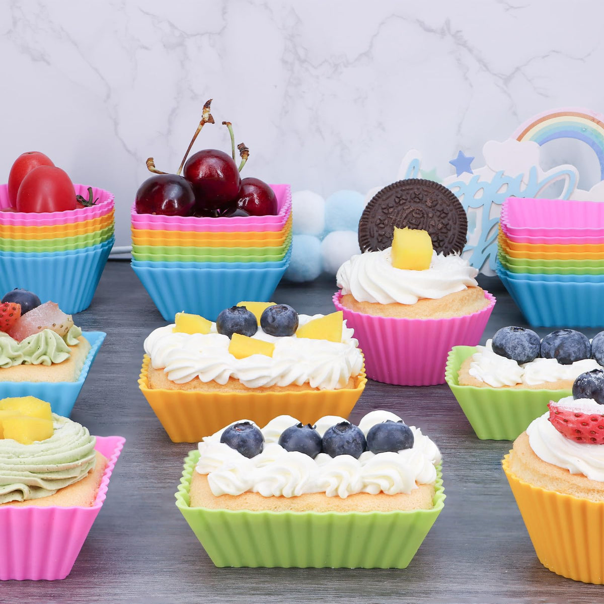 SAWNZC silicone muffin cups rectangular – versatile liners for bites and treats