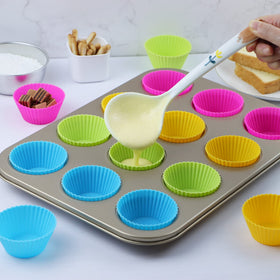 SAWNZC silicone muffin cups square – sturdy shape supports dense batter