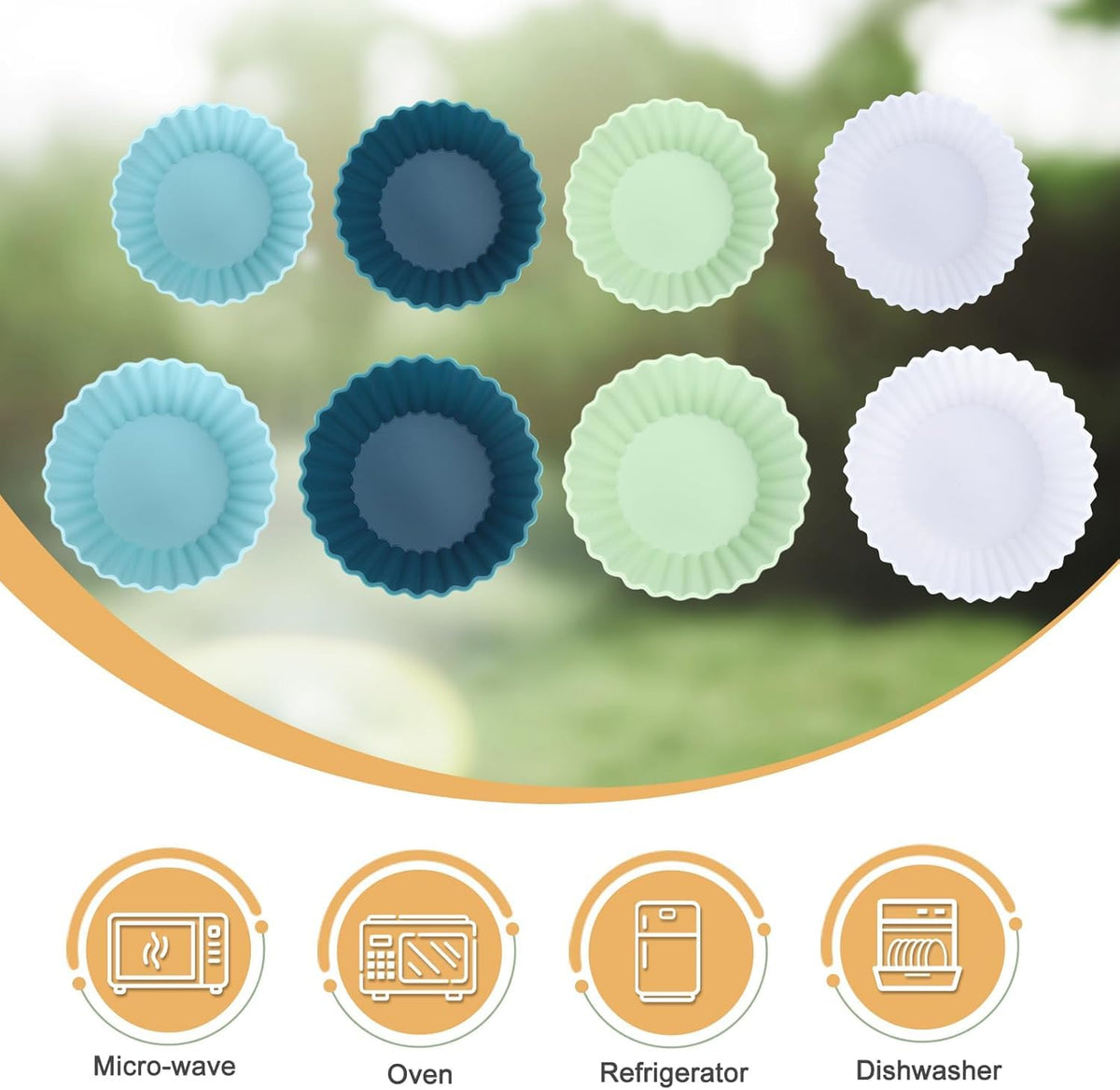 SAWNZC large silicone baking cups dusty blue pack with nonstick surface