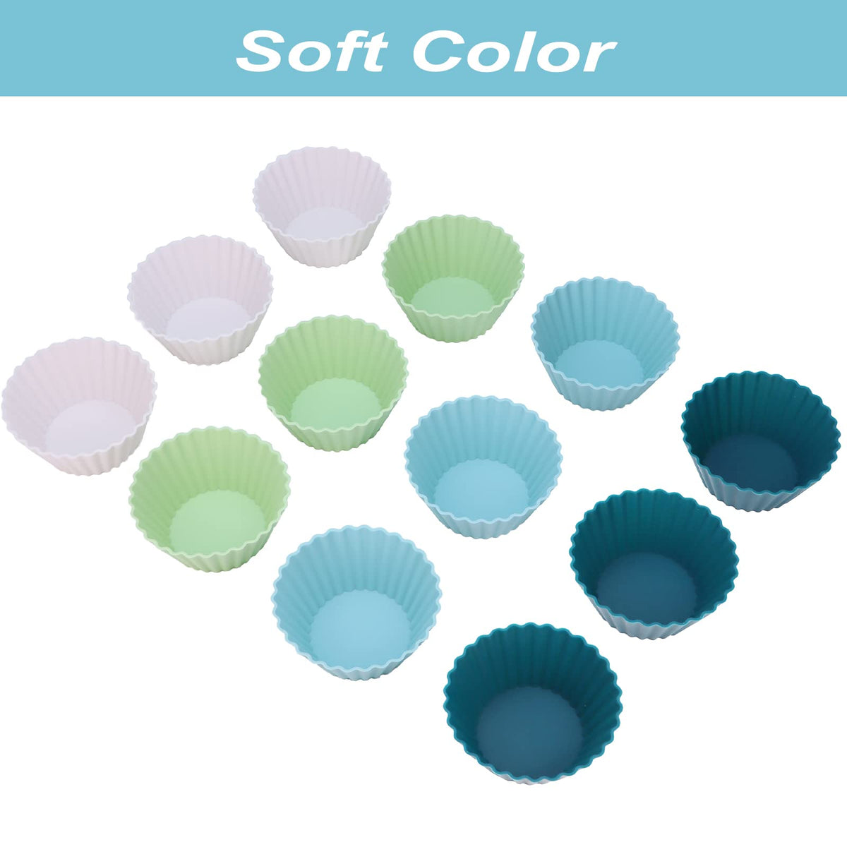 SAWNZC large silicone baking cups green pack on counter for quick muffins
