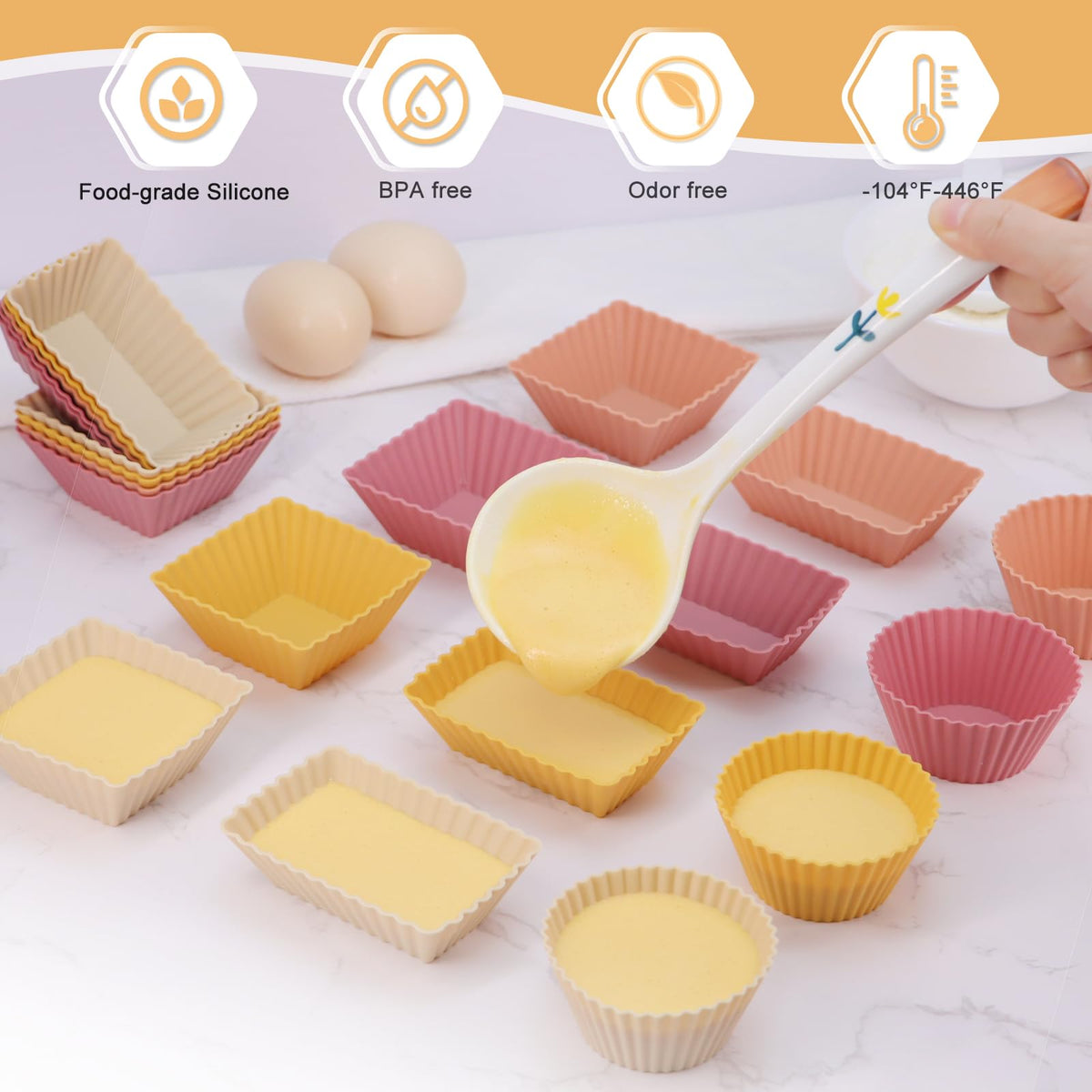 SAWNZC silicone muffin cups for muffins and cupcakes with easy release