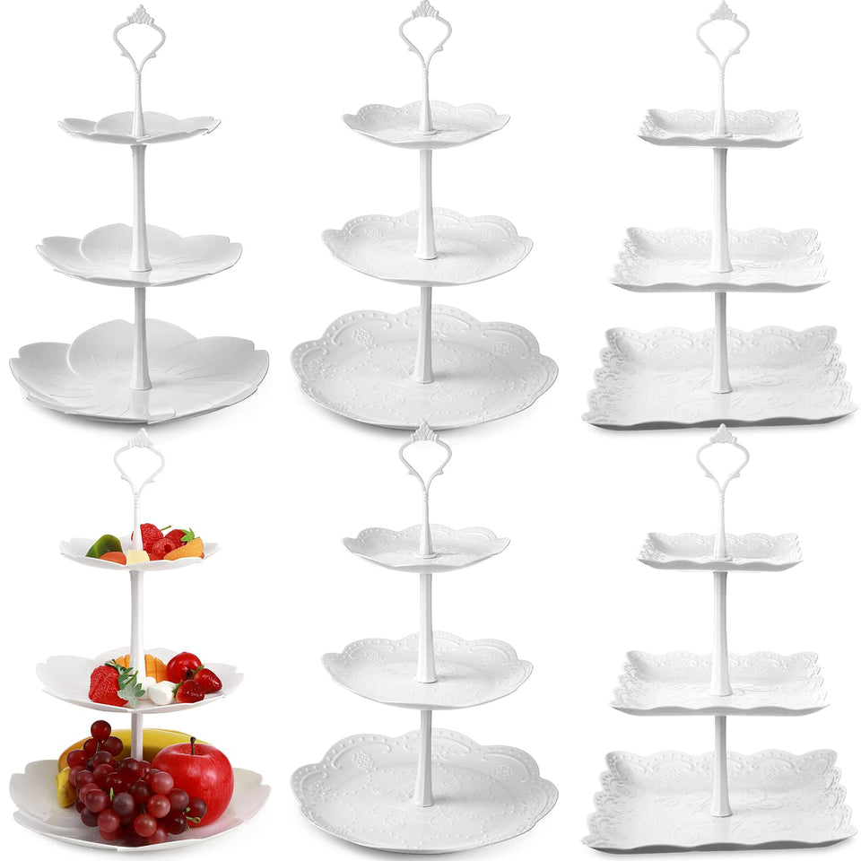 Sawysine 6-pack square 3-tier stand presents cupcakes neatly for parties