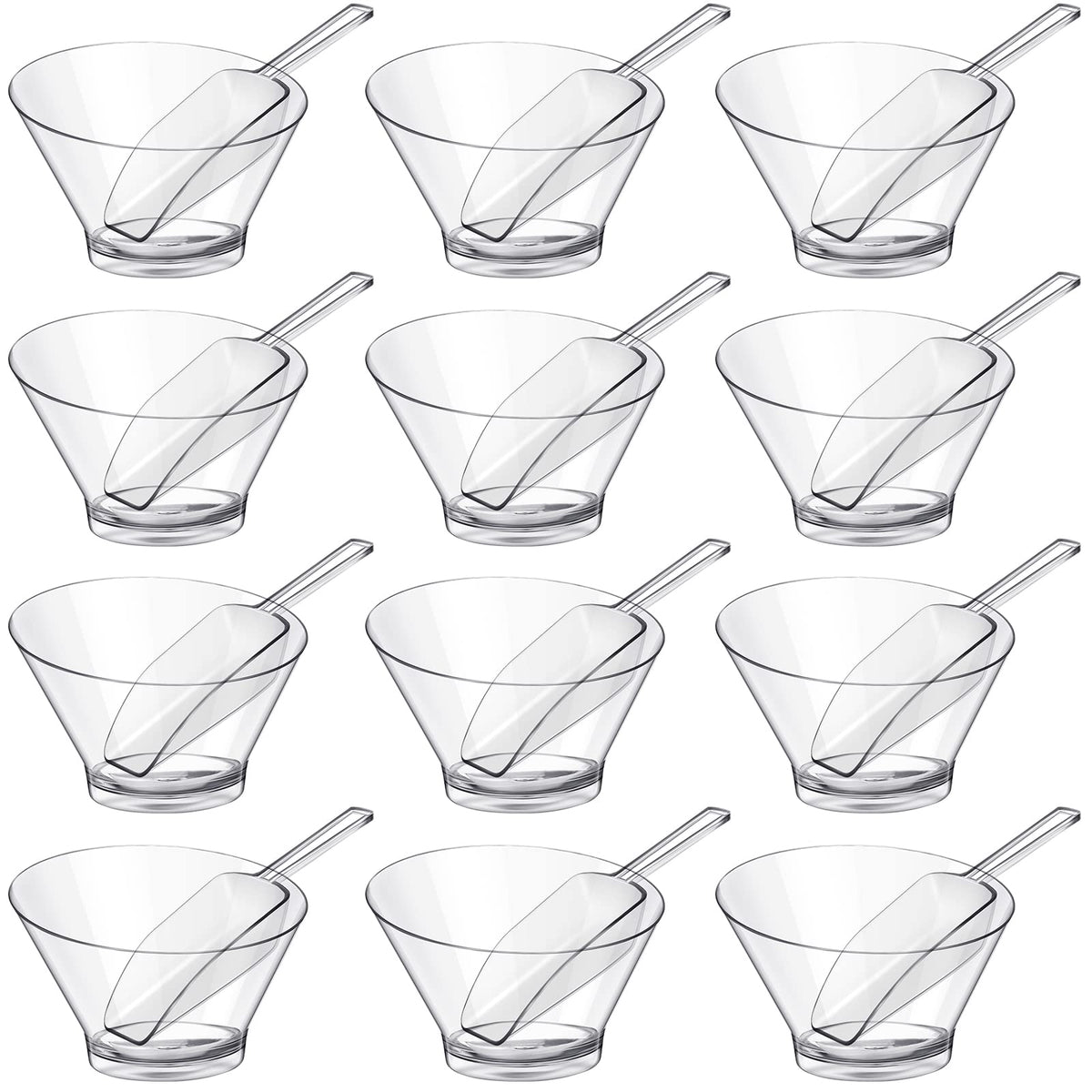 Sawysine clear serving bowls showcase salads and snacks with elegance.