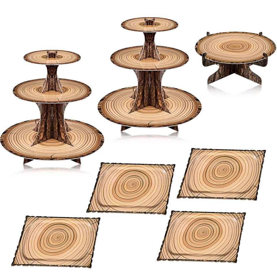 Sawysine woodland cupcake stand 3-tier for elegant dessert display at parties.