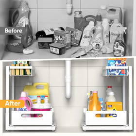 Saydear under sink organizer 2-tier durable metal with rust-resistant finish