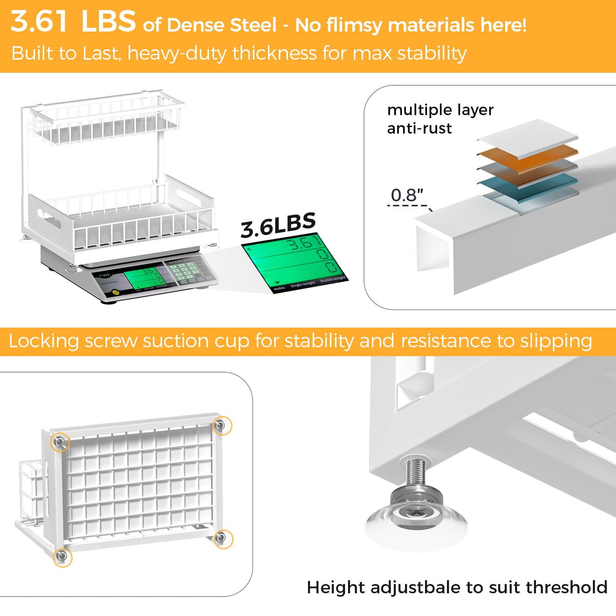 Saydear under sink organizer 2-tier height-adjustable for flexible fit