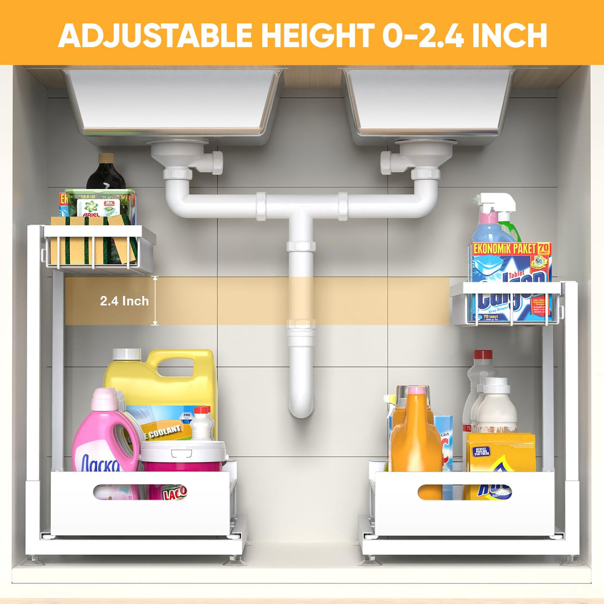Saydear under sink organizer 2-tier sliding drawer keeps supplies within reach