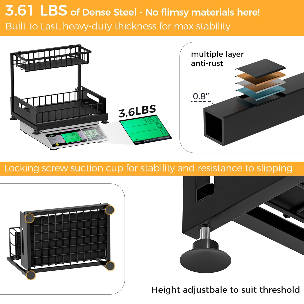 Saydear under-sink organizer compact dimensions fit standard cabinets.