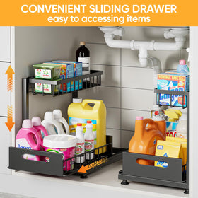 Saydear under-sink organizer suitable for kitchen and bathroom storage needs.