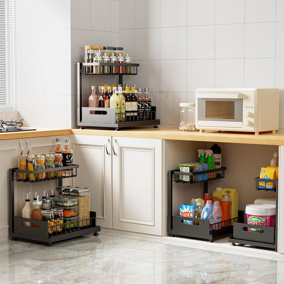 Saydear under-sink organizer premium metal construction for durability.