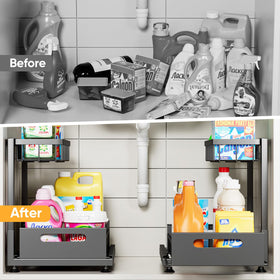 Saydear under sink organizer premium metal construction resists rust.