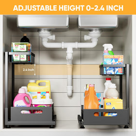 Saydear under-sink organizer sliding drawer provides easy access to items.