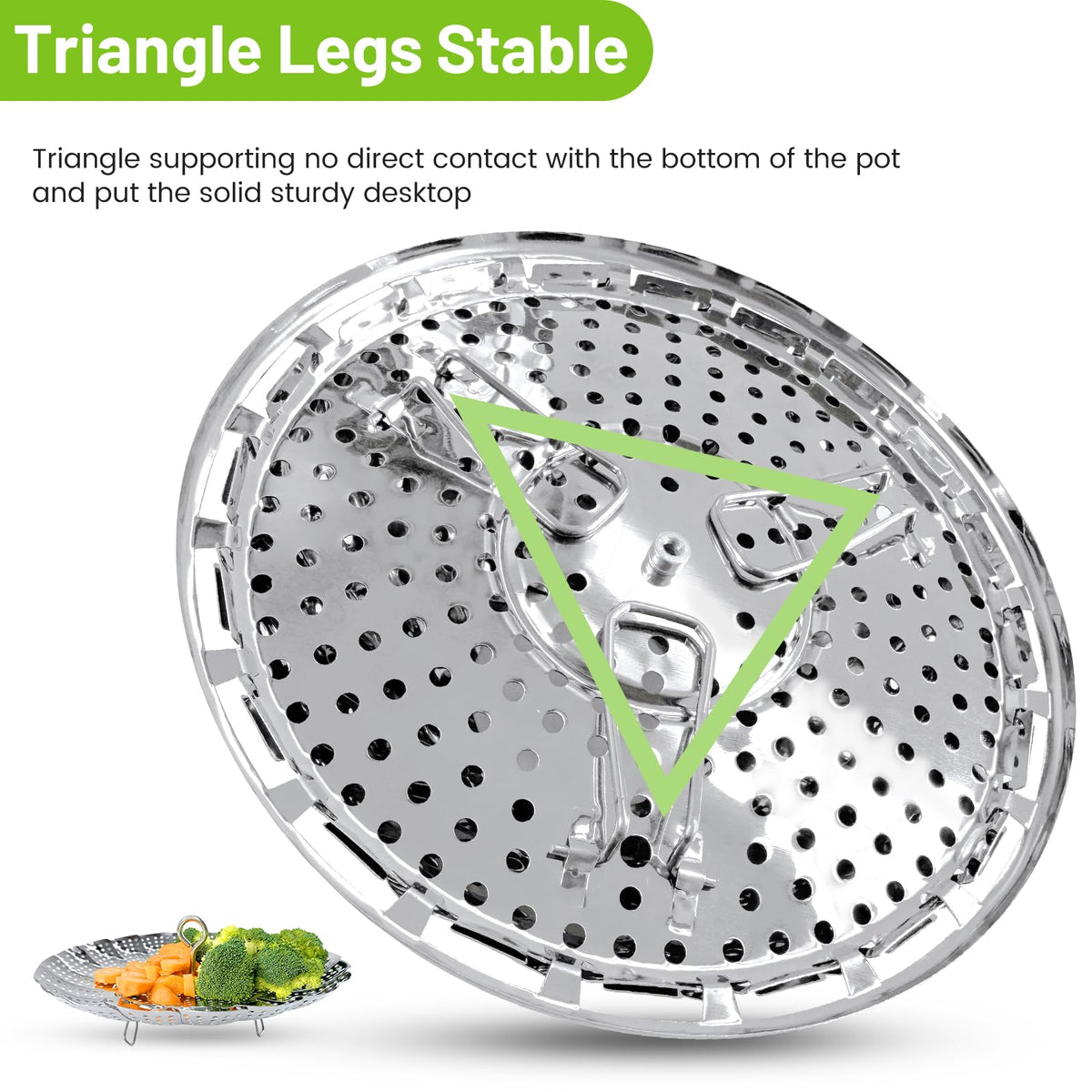 Sayfine multi-use rack drains water and steams vegetables for flexible kitchen tasks.